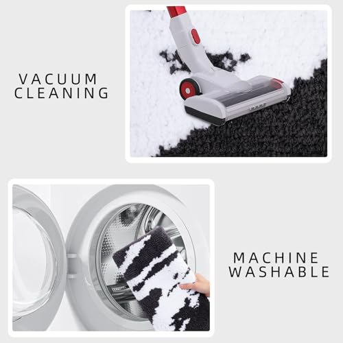 Bath Rug Mat Non Slip,Marble Indoor Doormat,20"x32" | Small Area Rug,Rubber Backed,Soft microfiber,Absorbent,Machine Washable,Bathroom,Entryway,Kitchen,Hallway - color: Black White1