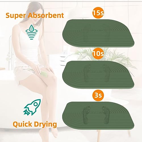 Stone Bath Mat Diatomaceous Earth Bath Mat Stone Shower Mat Fast Water Drying Ultra Absorbent Pad Diatomite Mat,Non-Slip Mat for Bathroom,Kitchen,Pet,15.35x23.62in,Hard,Drak Green,1-Pack
