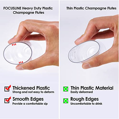 FOCUSLINE 24 Pack 9 Oz Clear Plastic Champagne Flutes, Stemless Plastic Champagne Glasses Clear, Heavy Duty Toasting Glasses, Shatterproof and Disposable Cups Perfect For Any Party - color: Clear Plastic Champagne Flutes