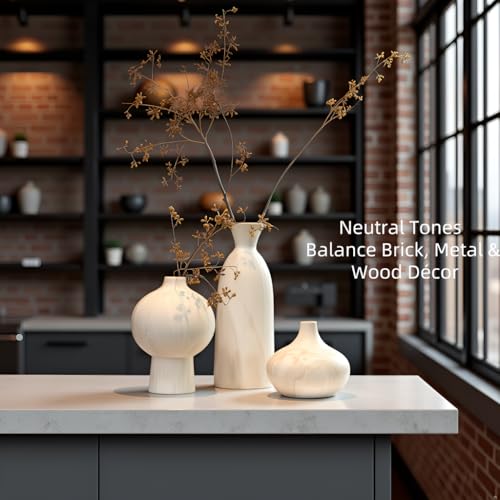 White Ceramic Vase Set of 3