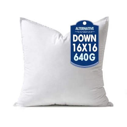 MIULEE 16x16 Inch Synthetic Down Alternative Pillow Insert | Decorative Throw Pillow 16 x 16 Inch Body Bed Sleeping Ultra Soft Fluffy Form for Sofa Couch Bed - size: 16x16Inch (pack of 1)