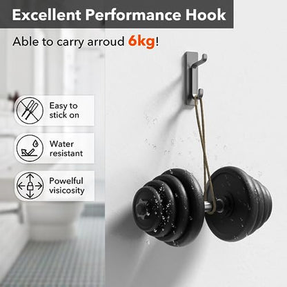 pickpiff 13LB Strong Stick-on Hooks for Coat & Towel, Grey 4 Pack - color: Gray, size: 4 Pack