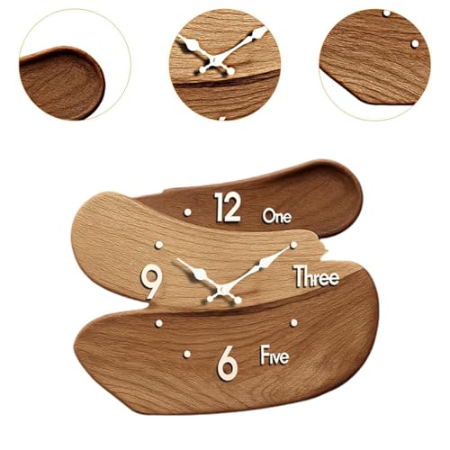 Wall Clock Silent Wood Easy Read Creative Gifts Nordic Wall Decor Ornament for Home Office Farmhouse Kids Room Living Room, Brown
