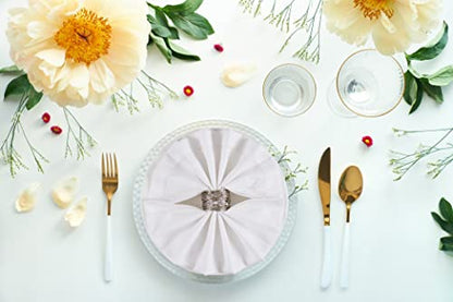Ramanta Home White Polyester Cloth Napkins Set of 12-18x18 Inches | Polyester Blend Washable Dinner Napkins for Everyday Use - color: 4 White, size: 20" x 20" (Set of 12)