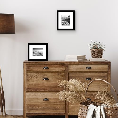 Americanflat 7x8 Picture Frame 2-Pack - Matted to 4x5 - Black | Slim Molding construction, Polished plexiglass front, wall or tabletop display with included easel, triangle hangers included - color: Black, size: 7x8