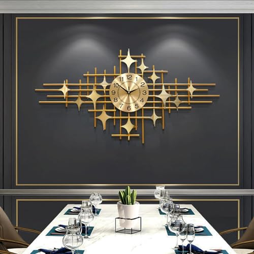 Modern 39.3 Inch Gold Silent Wall Clock - Chic Quartz Home Decor for Living Room, Stylish Accent for Contemporary Interiors, Unique Decorative Piece