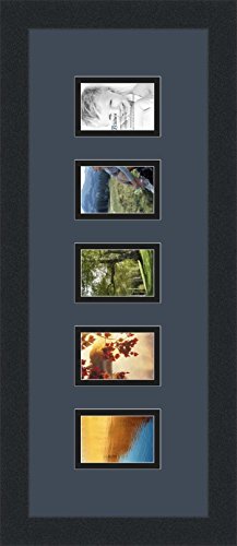 ArtToFrames Collage Photo Frame Double Mat with 5-2.5x3.5 Openings with Satin Black Frame and Blue Jay mat. - color: Blue Jay, size: 2.5x3.5