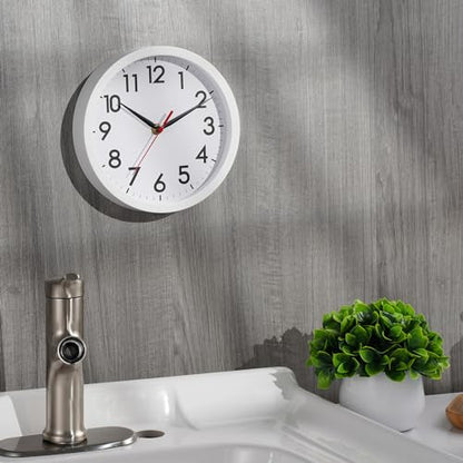 AKCISOT 8 Inch Wall Clock, Silent Battery Operated Analog Clock, White | Small Size | Bedroom | Office | Kitchen | Bathroom | Classroom | Modern | Easy to Read - color: C_white, size: 8 Inch