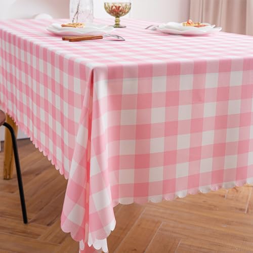 MANGATA CASA Pink Gingham Tablecloth for Rectangle Tables- Checkered Table Cloth Waterproof Kitchen & Table Linens-Polyester Buffalo Plaid Wrinkle Free Table Cover(Baby Pink 60x84in) - color: Baby Pink, size: 84" x 60" (Rectangular)