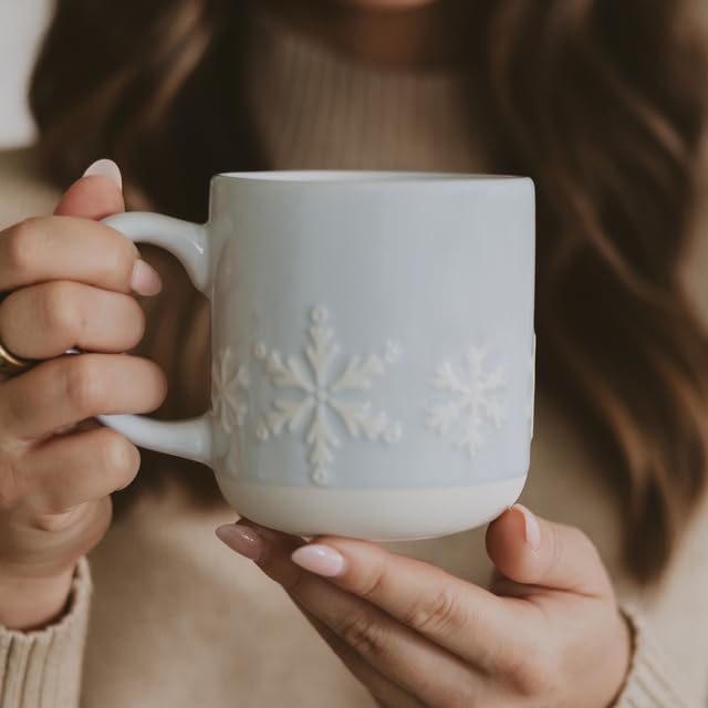 Sweet Water Decor Snowflake Coffee Mug, 14oz Stoneware Christmas Mug, Dishwasher & Microwave Safe, Large Holiday Winter Cup for Coffee, Tea & Hot Chocolate, Stocking Stuffer Gifts for Women - style: Snowflake