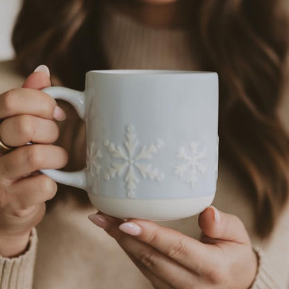 Sweet Water Decor Snowflake Coffee Mug, 14oz Stoneware Christmas Mug, Dishwasher & Microwave Safe, Large Holiday Winter Cup for Coffee, Tea & Hot Chocolate, Stocking Stuffer Gifts for Women - style: Snowflake