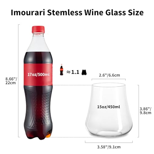 Stemless Wine Glasses Set of 4, 15oz Hand-Blown Red Wine Glass | Dishwasher Safe, No Stem Stable, Lead-Free Clear Crystal, Modern Thin Rim, Elegant Gift for Women, Birthday Wedding Party - size: 15oz - 4 PCS
