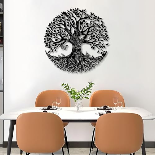 Yemwot Metal Tree of Life Wall Decor, Circle of Life Metal Tree Wall Art, Branch Art, Spiritual Decor, Modern Sculpture Decoration, Living Room Bedroom Decoration (Black-Tree 4, 29"x 29"| 76x76cm) - color: Black-Tree 4, size: 29"L x 29"W