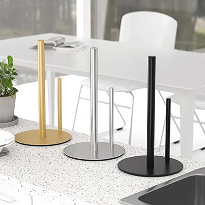 Paper Towel Holder Gold Stainless Steel Kitchen Countertop Roll Organizer | Standing Paper Towel Holders Roll Dispenser Simple Gold Weighted Base - color: Gold