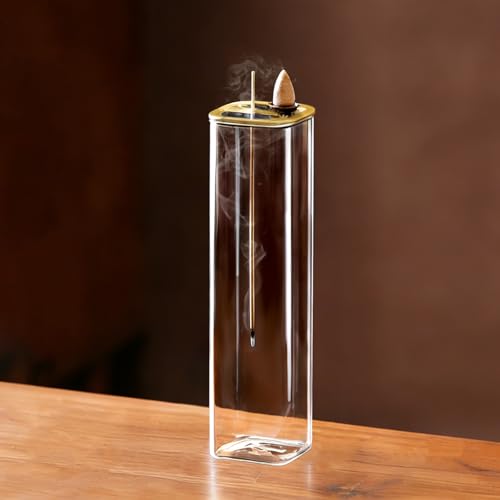 Ceremony Incense Holder, 2 in 1 Incense Burner for Sticks, Ash-Proof Glass Incense Burner for Meditation Yoga Spa Room Decor (2 in 1 Square) Ceremony Incense Holder, 2 in 1 - color: 2 in 1 Square