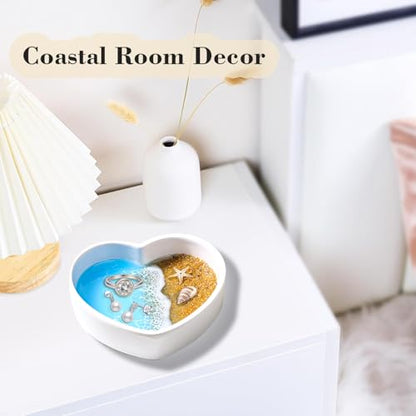 Handmade Resin Jewelry Dish for Rings Earrings Necklaces | Seashell Coastal Ocean Decor Ring Dish, Beach Gifts for Women, Unique Birthday Holiday Gifts for Wife Girls Friends