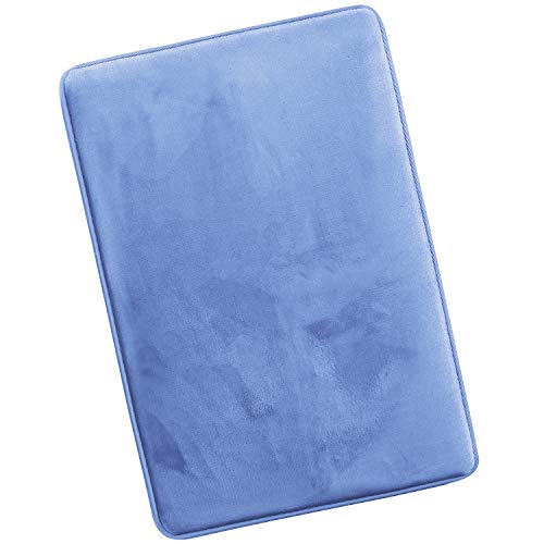 Clara Clark Bathroom Rugs, Ultra Soft Plush Bath Mat for Bathroom, Non-Slip, Velvet Memory Foam Bath Rugs, 20 x 32, Solid Calm Blue