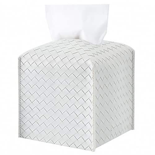 Tissue Box Cover Square Leather Facial Paper Holder, Misty Gray | PU Leather，Easy to Fill, Easy Clean, Decorative Cube Tissue Box Holder for Office, Bathroom,Kitchen, Living room, Guest room - color: Misty Gray, size: square