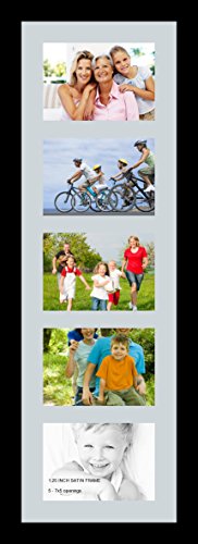 ArtToFrames Collage Photo Frame Single Mat with 5-5x7 Openings with Satin Black Frame and Baby Blue mat. - color: 5 - 5x7 - (2137), size: Baby Blue