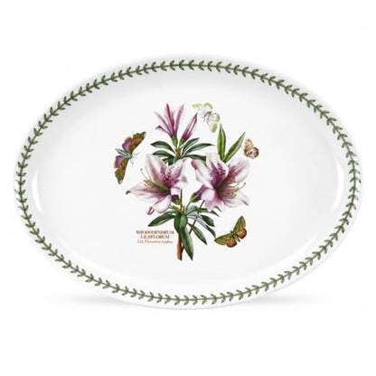 Portmeirion Botanic Garden Oval Serving Dish | 15 Inch Oval Platter | Lily Flowered Azalea Motif | Made from Porcelain | Dishwasher and Microwave Safe | 15" Porcelain Bakeware, Oven to Table, Chip-Resistant, Microwave, Dishwasher, Freezer & Oven Safe for