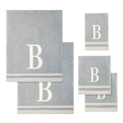 Avanti Linens - Towel Set, Soft & Absorbent Cotton, Embroidered Bathroom Decor, Set of 5 (Monogram Collection, Initial B) - style: B