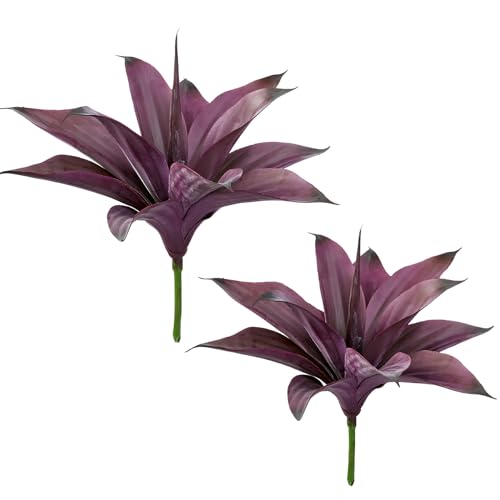Ttranewsoo Fake Plants Artificial Agave Plants Indoor, UV Resistant Fake Agave Planters Outdoor Decorating Artificial Plants for Outdoors Decor Agave 2 Pack Spring Decorations for Home, 12.6' Purple - color: 12"purple