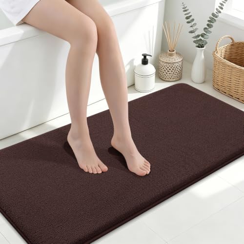 Smiry Memory Foam Bath Mat 47x24, Extra Soft Absorbent Bathroom Rugs | Brown Quick Dry, Machine Washable Bath Mats for Bathroom, Shower, Tub and Home Decor Accessories - color: Brown, size: 47'' X 24''