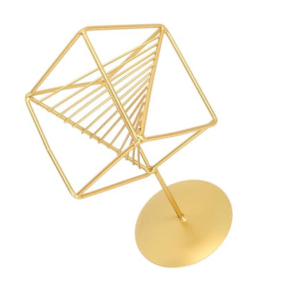 Gold Geometric Table Decor 3D Iron Geometric Sculpture for Living Room Study Office Home Decor 14x24cm
