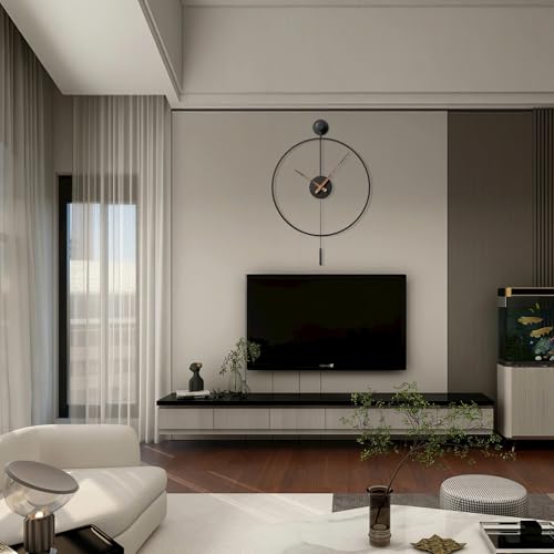 30.7×20 Inch Large Modern Decorative Giant Pendulum Wall Clocks,Big Classical Metal Dial Wall Clock with Walnut Pointers for Living Room,Office,Entryway,Dining Room Decor - size: 30.7×20 inch