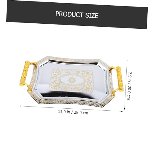 Mikinona Fruit Serving Platter Stainless Steel Dessert Serving Plate Desktop Fruit Tray for Snacks Cakes Nuts Candies Home Parties Weddings Picnics 11.02 X 7.87 X 1.37 in