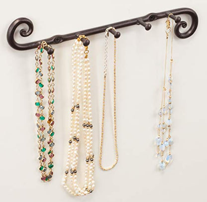 Farmhouse Small Key Holder for Wall, Wrought Iron Wall Mount Rack | Handcrafted Swirl Decorative, 5 Key Hooks for Home Entryway, Purse, Coat and Leash Holder or Organizer (Classic Black) - style: Classic