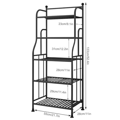 5 Tier Metal Plant Stand Iron Holder Storage Shelf, Planter Display Rack | (Black) Indoor and Outdoor Flower Pots Multiple Shoe Organizer for Garden Balcony Living Room Kitchen Bathroom