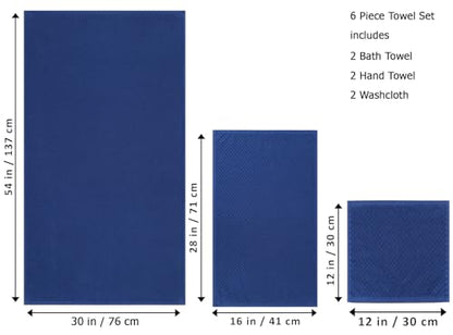 COTTON CRAFT Euro Spa Waffle Weave 6 Piece Towel Set - 100% Cotton - Blue | 2 Oversized Luxurious Large Bath Towels, 2 Hand Towels, 2 Washcloths - Soft Plush Super Absorbent Low Lint Quick Dry - color: Blue, size: 6 Piece Towel Set