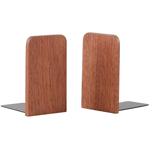muso wood Sapele Book Ends for Shelves, 1 Pair | Non-Slip Bookends, Heavy Duty Wooden Bookend, Suitable for Books & Movies Storage - color: Sapele-2 Pairs