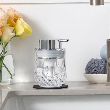 Enra Glass Foaming Soap Dispenser,Foam Hand Soap Dispenser with Silver Pump | Refillable Foam Hand Soap Dispenser with Pump .Ideal for Kitchen Countertops,Vanities and Sink Areas Modern Style. - color: Clear-silver Foam Pump