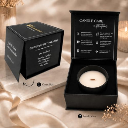 Butterscotch Bourbon Candle – 7 oz Soy Wax Wood Wick with Magnetic Gift Box, Warm Caramel Vanilla Bourbon Scent, Cozy Dessert for Home Décor, Relaxation, Fall Gifts & Housewarming