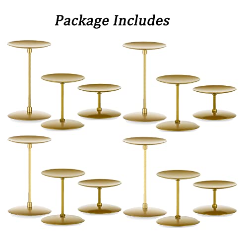 Romadedi Pillar Candle Holder Plates, Gold Centerpiece Stands, Set of 12 - color: Gold, size: Set of 12