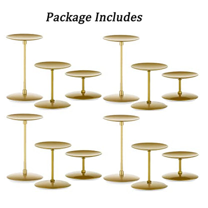 Romadedi Pillar Candle Holder Plates, Gold Centerpiece Stands, Set of 12 - color: Gold, size: Set of 12