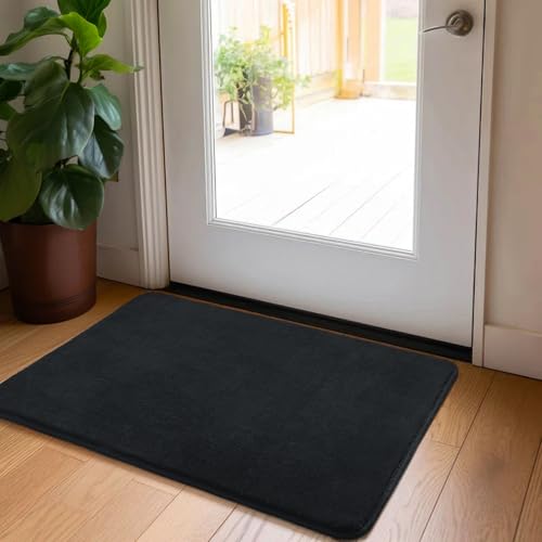 HOMORE 2x3 Small Black Rug, Soft Memory Foam Rugs for Bedroom College Dorm | Throw Bedside Rug for Bedroom, Non Slip Washable Rugs for Indoor Entryway Entrance Kitchen - color: Black, size: 2 x 3 Feet (Rectangular)