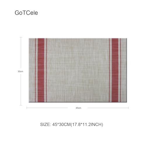 Placemats Place Mmats Indoor Set of 6 Washable Easy to Clean PVC Placemat (placemats Set of 6, Red) - color: Red, size: placemats set of 6