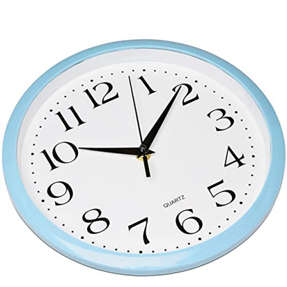 Bernhard Products Light Blue Wall Clock Silent Non Ticking - 10 Inch Quality Quartz Battery Operated Round Easy to Read Home/Kitchen/Office/Classroom/School Clock - color: Light Blue, size: 10 Inch