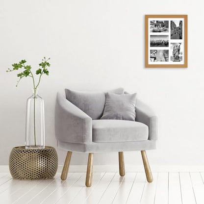 Americanflat 4x6 Collage Picture Frame with Shatter-Resistant Glass - Fits Five 4x6 Photos or Use as One 11x14 Picture Frame - Signature Collection - Collage Frames for Wall Display - Dark Oak | Overall frame size 11x14, Shatter-resistant glass, hangs ver