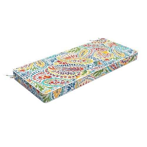 LVTXIII Bench Cushion with Ties, 42x18 Inch Water-Repellent Patio Furniture Cushion, 3" Thick Foam Pad for Outdoor Indoor Window Seat, Porch Swing, Loveseat, Paisley Multi - color: Paisley Multi, size: 42"x18"x3"