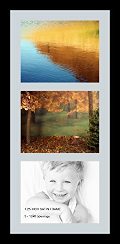 ArtToFrames Collage Photo Frame Single Mat with 3-8x10 Openings with Satin Black Frame and Baby Blue mat. - color: 3 - 8x10 - (2156), size: Baby Blue