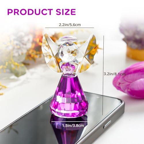 3'' Purple Crystal Guardian Angel Figurine Art Glass Angel Gifts For Women | Statue Collectibles,Christmas Thanksgiving Home Room Decor - style: Purple Angel