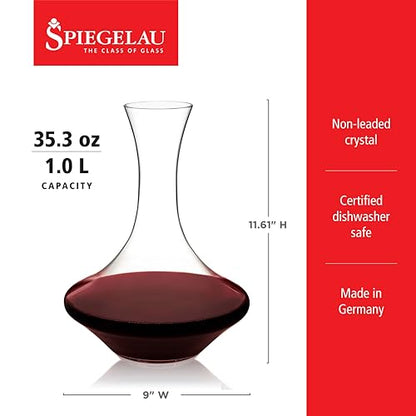 Spiegelau Authentis Crystal Wine Decanter, Modern Carafe for Red and White Wine, Elegant Glass Pitcher for Wedding Gifts, Housewarming, Home Bar Accessories, 35.3 oz (1 Liter), Set of 1 - style: 1 L Decanter