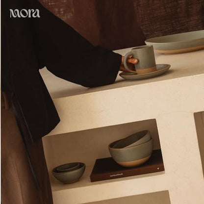 MORA Medium Mugs Set of 4, 16oz Ceramic Pottery Latte Mugs/Coffee Cups - Microwave and Dishwasher Safe - Harvest - color: Harvest