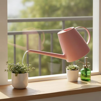 1.8L Long Spout Watering Can for Indoor Plants, Durable PP Plastic Pot Waterer with Precise Flow Control for Home Garden, Balcony & Windowsill - color: Pink