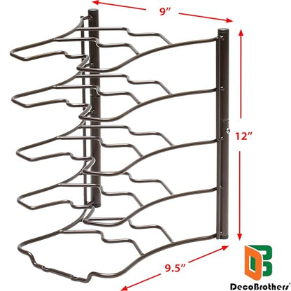 Deco Brothers Pan Organizer Rack for Kitchen Cabinet and Counter, Bronze - color: Bronze