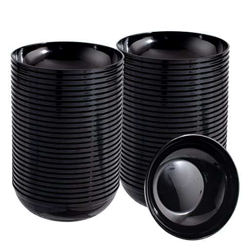 bUCLA 50Pack Black Plastic Bowls - 10oz Disposable Black Plastic Salsa/Serving Bowls - Ideal for Party & Graduation - color: Black, size: 10oz